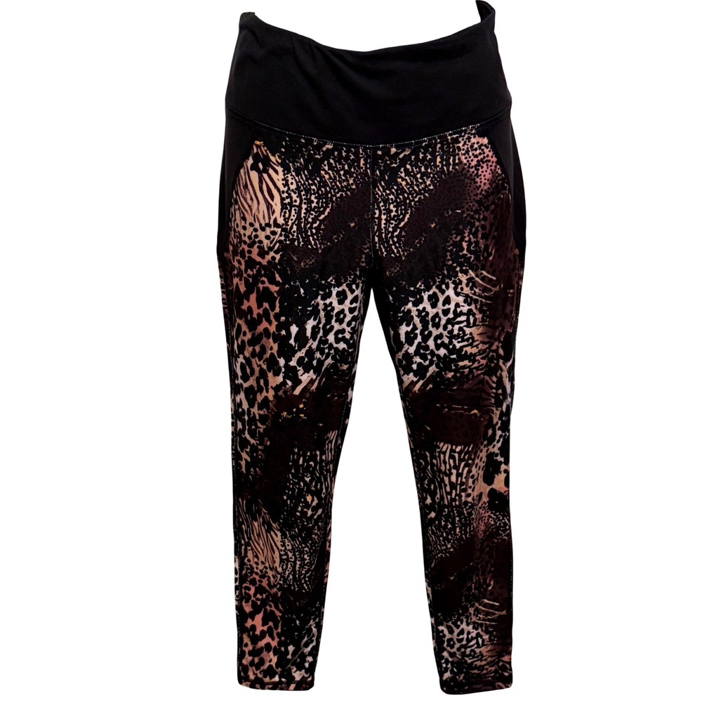 Betsey Johnson Performance Animal Print Leggings Leopard Zebra Crop Pocket Gym